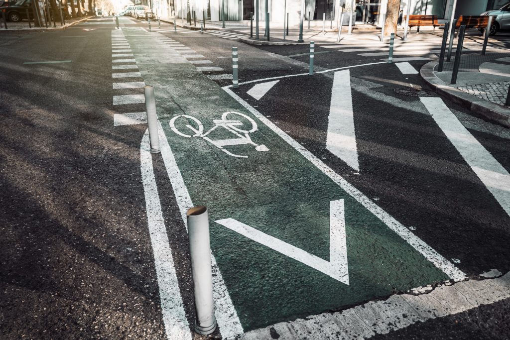 Road intersection with a marking